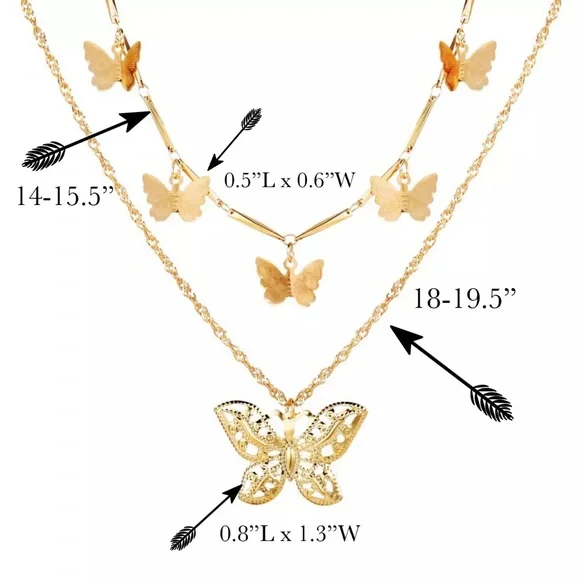 Boho Gold Multilayer Butterfly Necklace - Picture 13 of 13